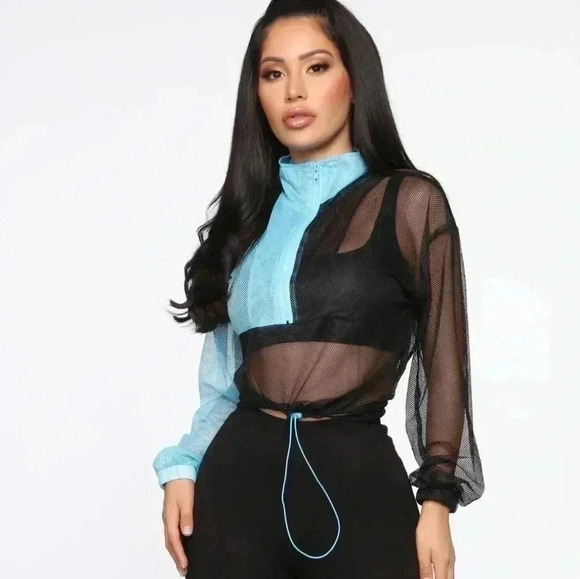 Nwt! Fashion Nova Cool Vibes Fishnet Jacket. Size small - Picture 1 of 6